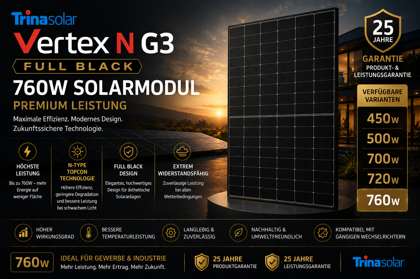 Trina Solar Vertex N G3 Full Black Solarmodul – Premium Leistung
