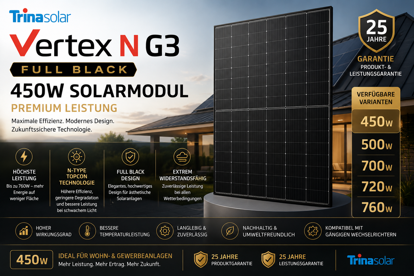 Trina Solar Vertex N G3 Full Black Solarmodul – Premium Leistung
