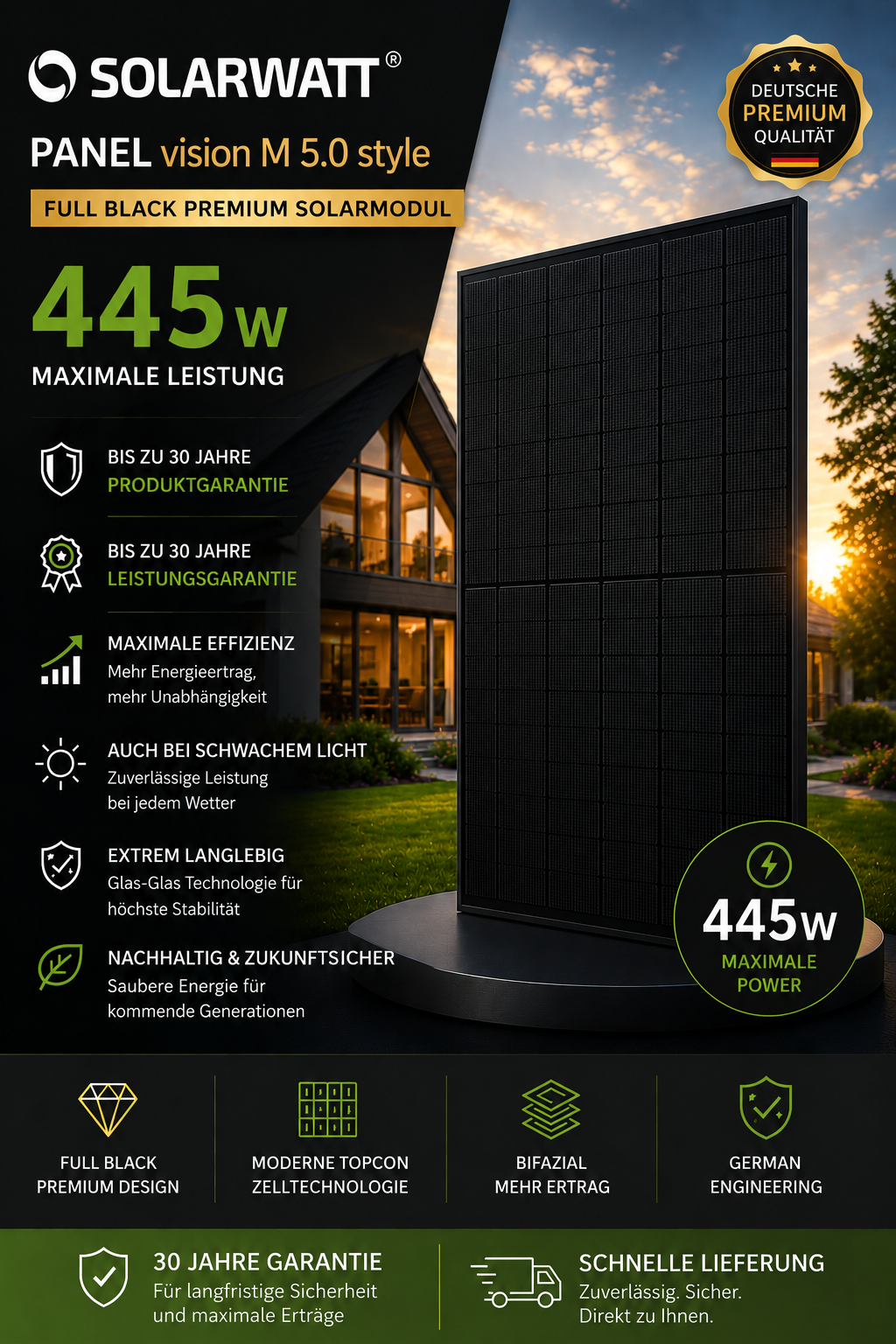 SOLARWATT Panel vision M 5.0 style Full Black Premium Solarmodul