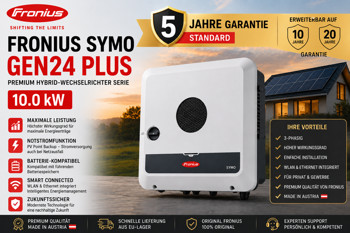 Fronius Symo GEN24 Plus – Premium Hybrid-Wechselrichter Serie | 6.0 / 8.0 / 10.0 kW
