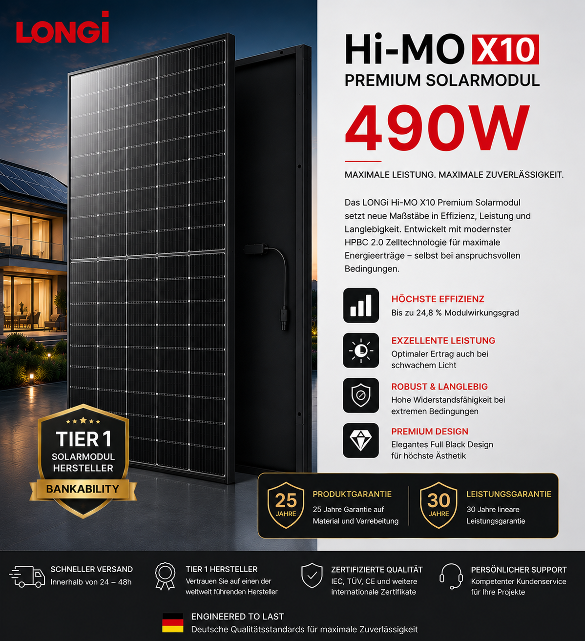 LONGi Hi-MO X10 Full black Premium Solarmodul
