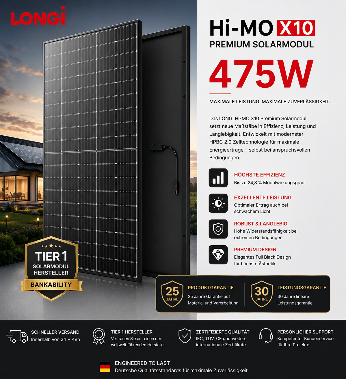 LONGi Hi-MO X10 Full black Premium Solarmodul