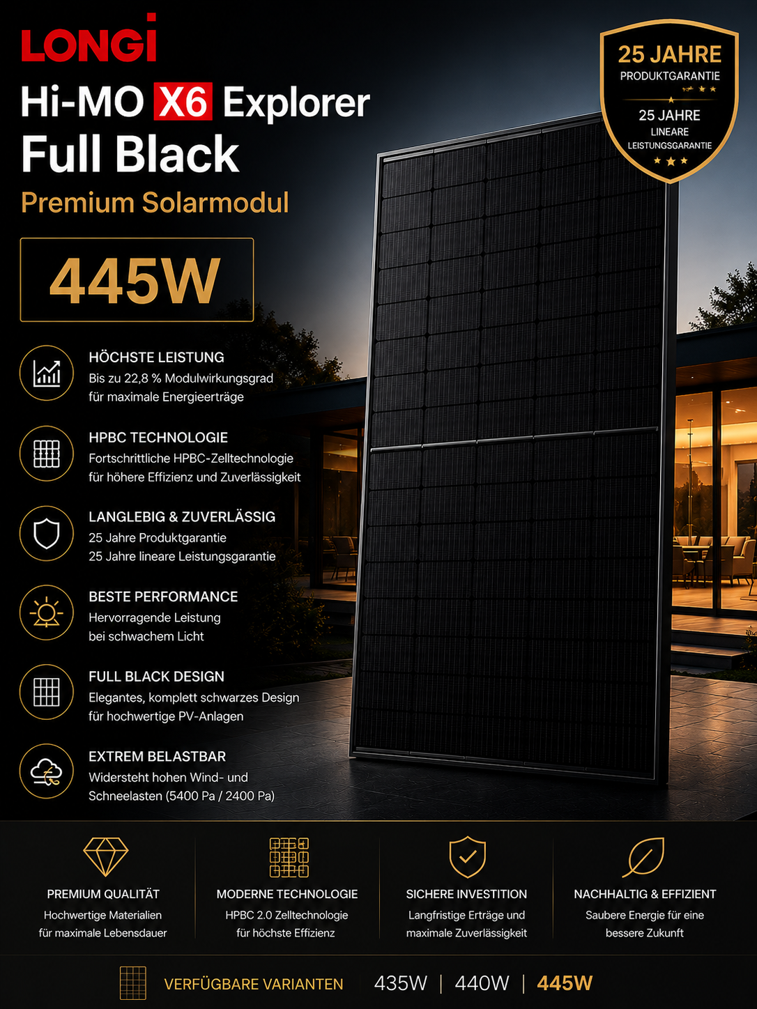 LONGi Hi-MO X6 Explorer Full Black Premium Solarmodul