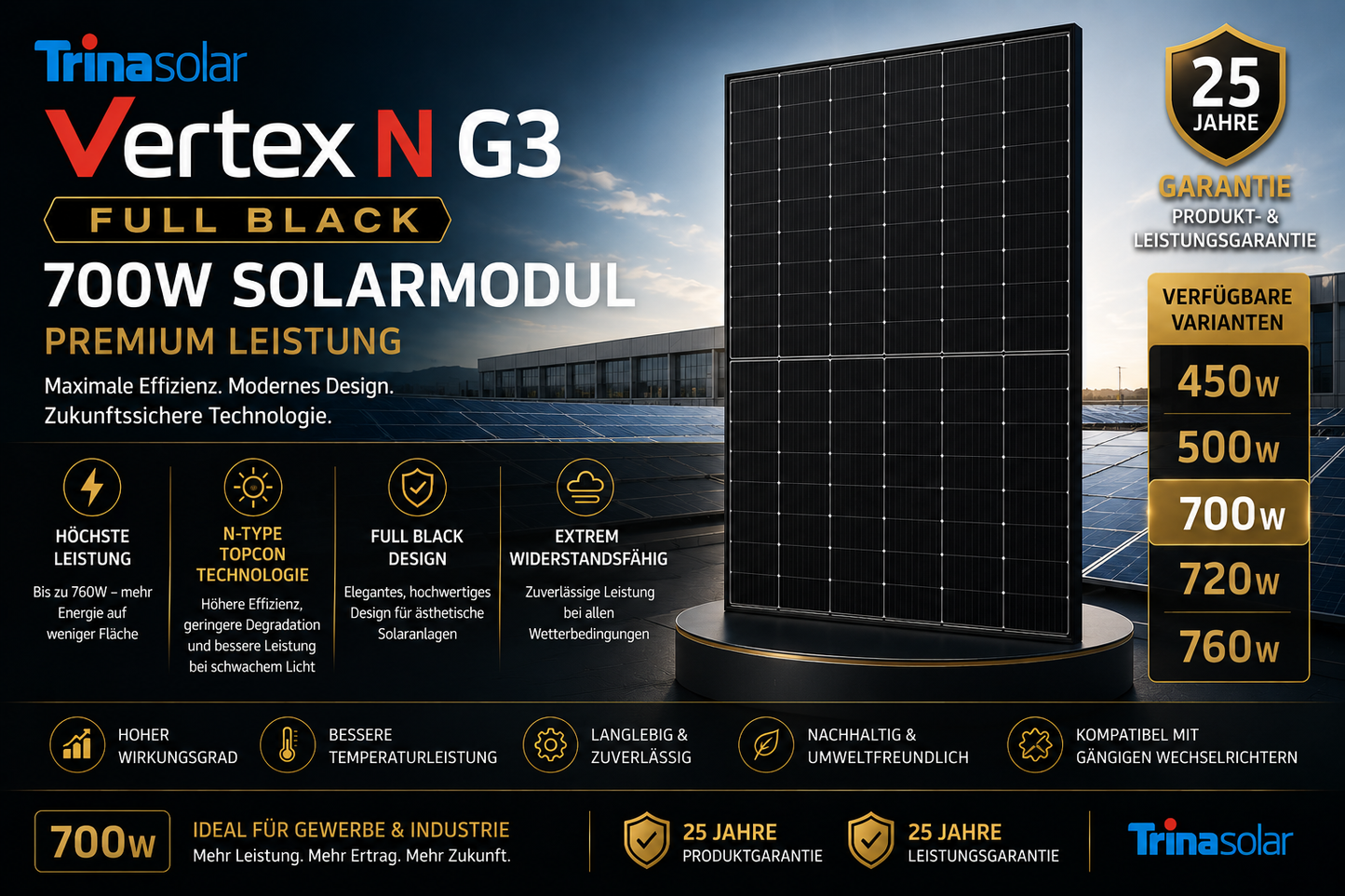 Trina Solar Vertex N G3 Full Black Solarmodul – Premium Leistung