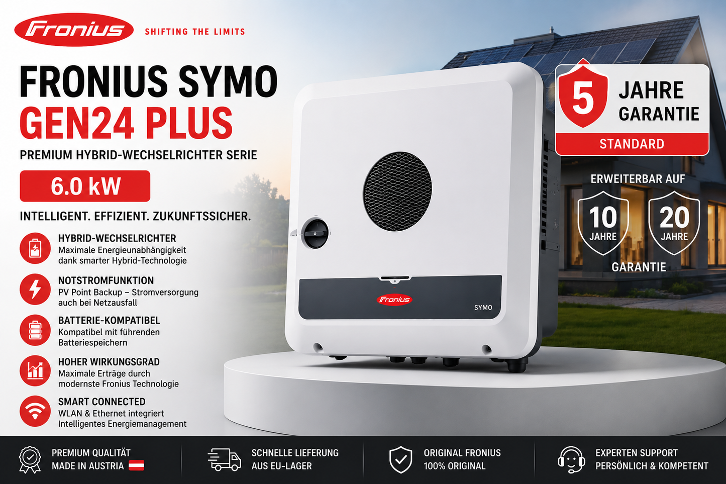 Fronius Symo GEN24 Plus – Premium Hybrid-Wechselrichter Serie | 6.0 / 8.0 / 10.0 kW