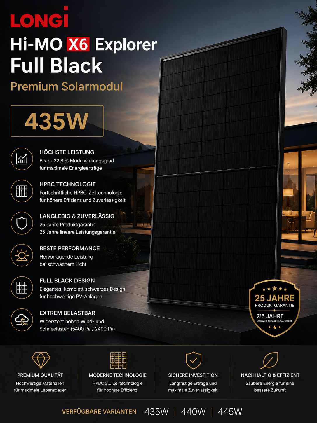 LONGi Hi-MO X6 Explorer Full Black Premium Solarmodul
