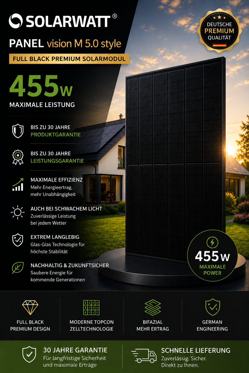SOLARWATT Panel vision M 5.0 style Full Black Premium Solarmodul