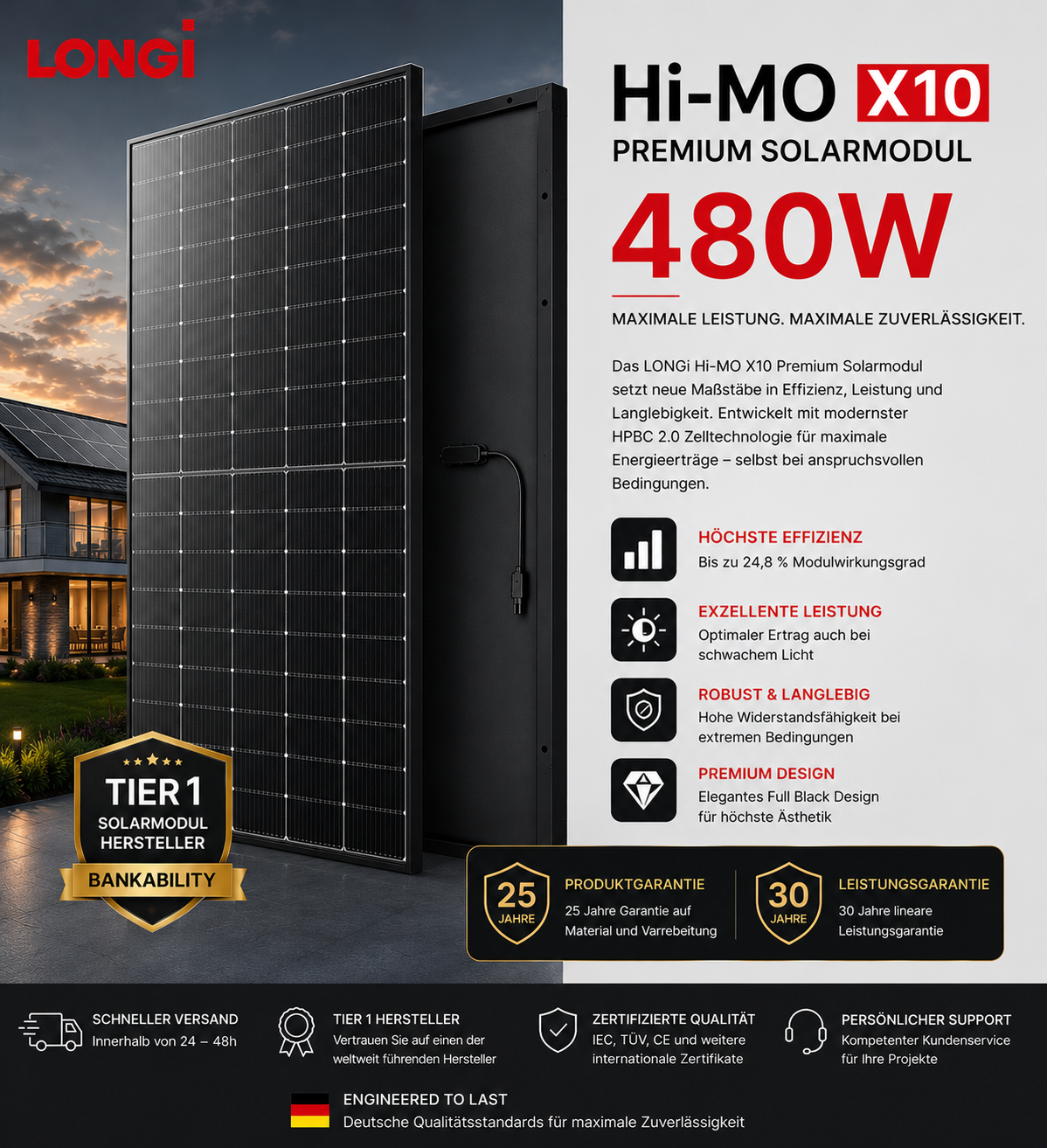 LONGi Hi-MO X10 Full black Premium Solarmodul