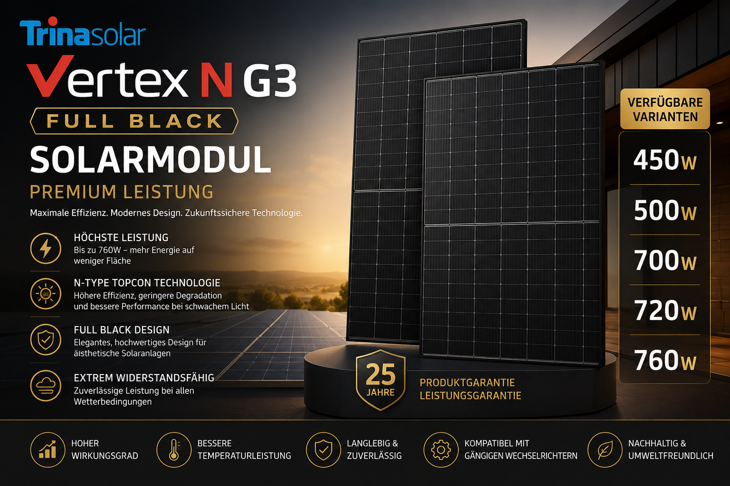 Trina Solar Vertex N G3 Full Black Solarmodul – Premium Leistung