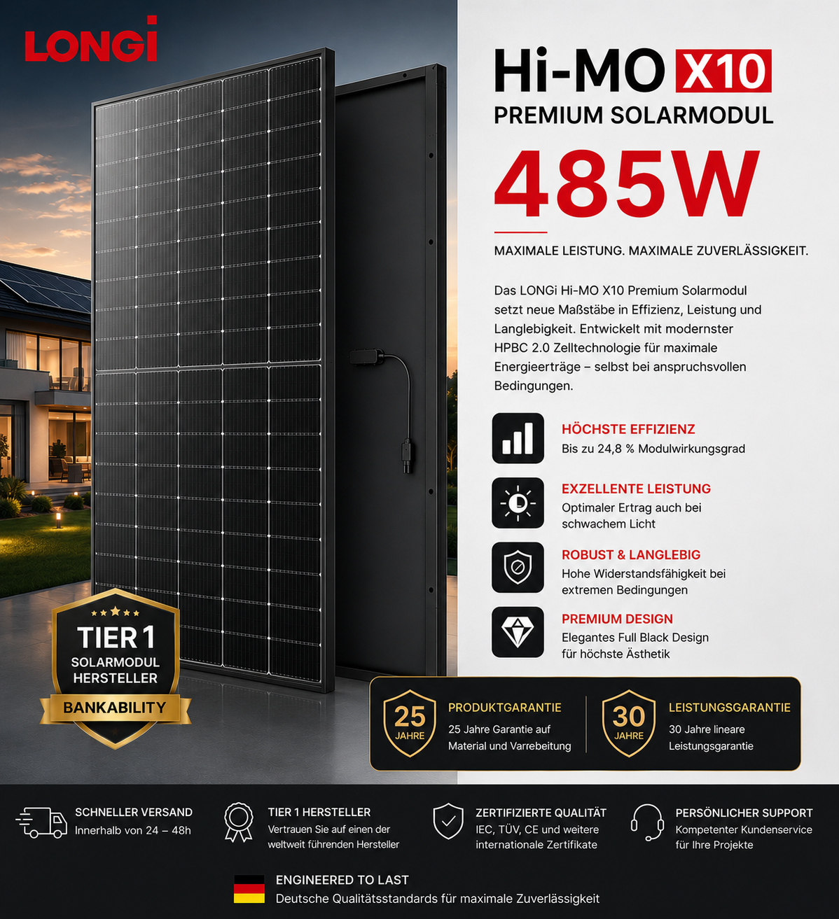 LONGi Hi-MO X10 Full black Premium Solarmodul