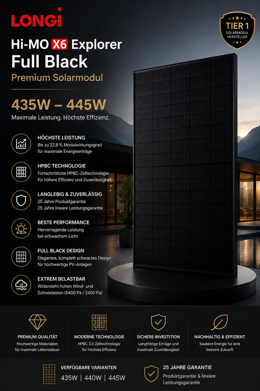 LONGi Hi-MO X6 Explorer Full Black Premium Solarmodul