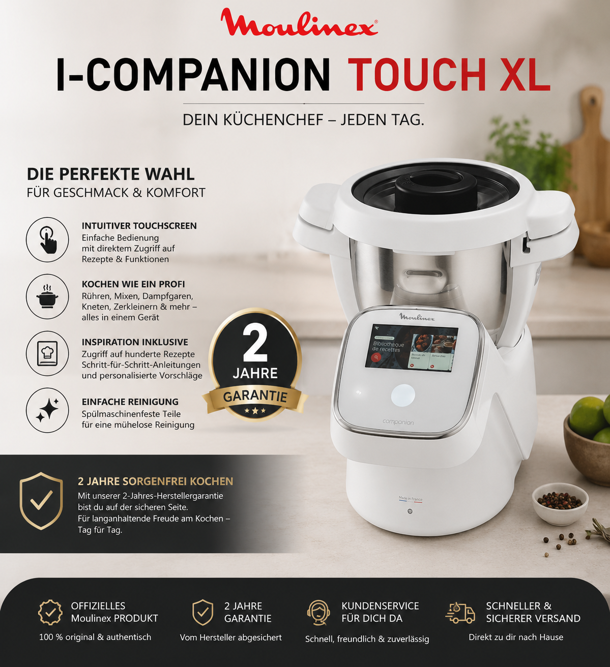 Moulinex i-Companion Touch XL Ultimate – Intelligente Premium Küchenmaschine