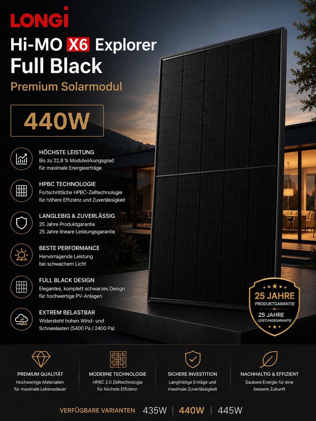 LONGi Hi-MO X6 Explorer Full Black Premium Solarmodul