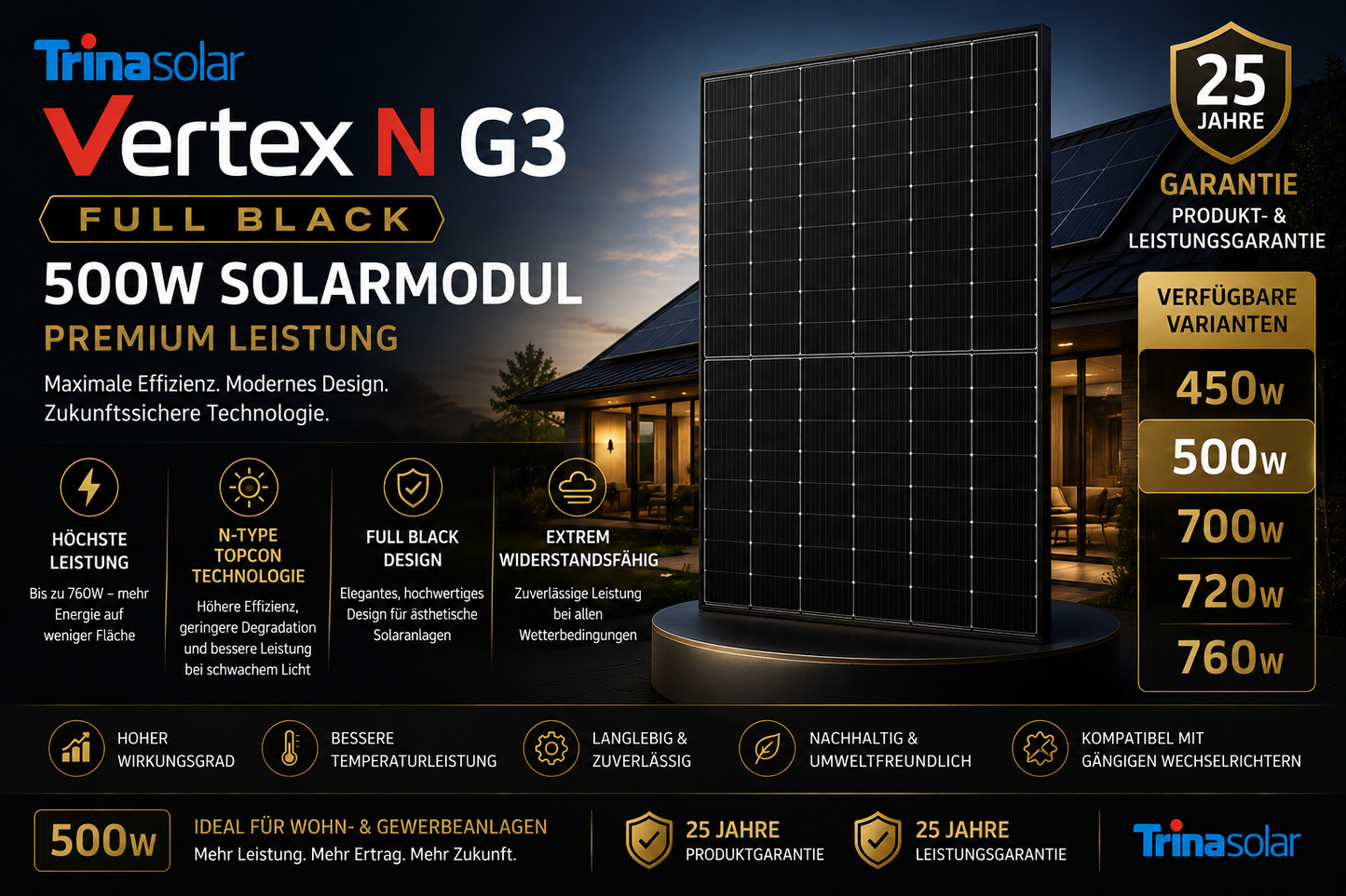 Trina Solar Vertex N G3 Full Black Solarmodul – Premium Leistung