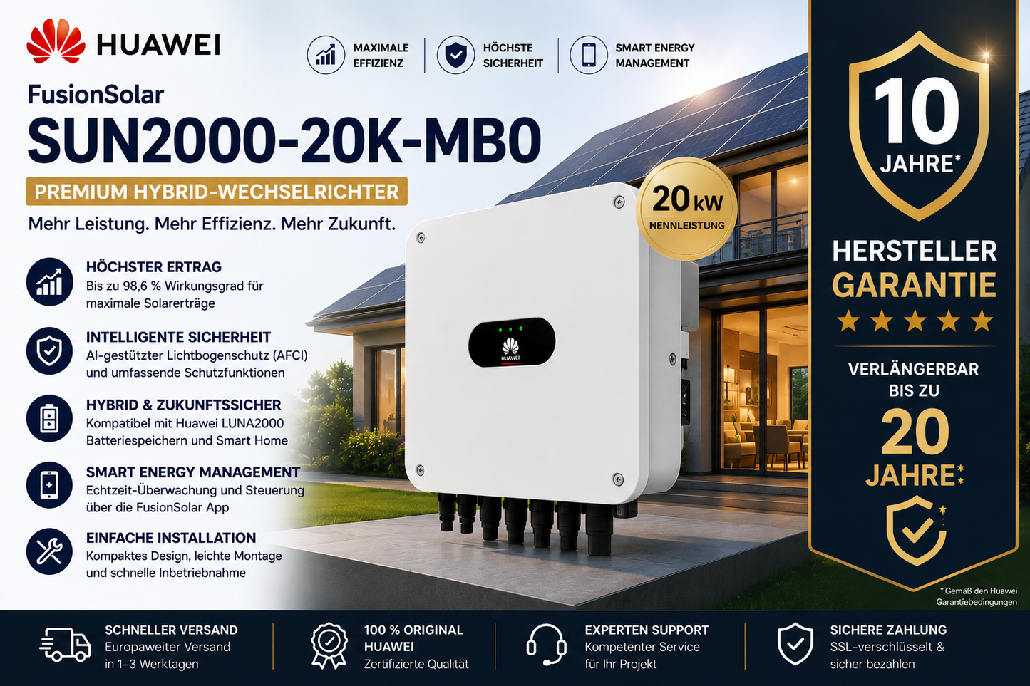 Huawei FusionSolar SUN2000-MB0 – Premium Hybrid-Wechselrichter