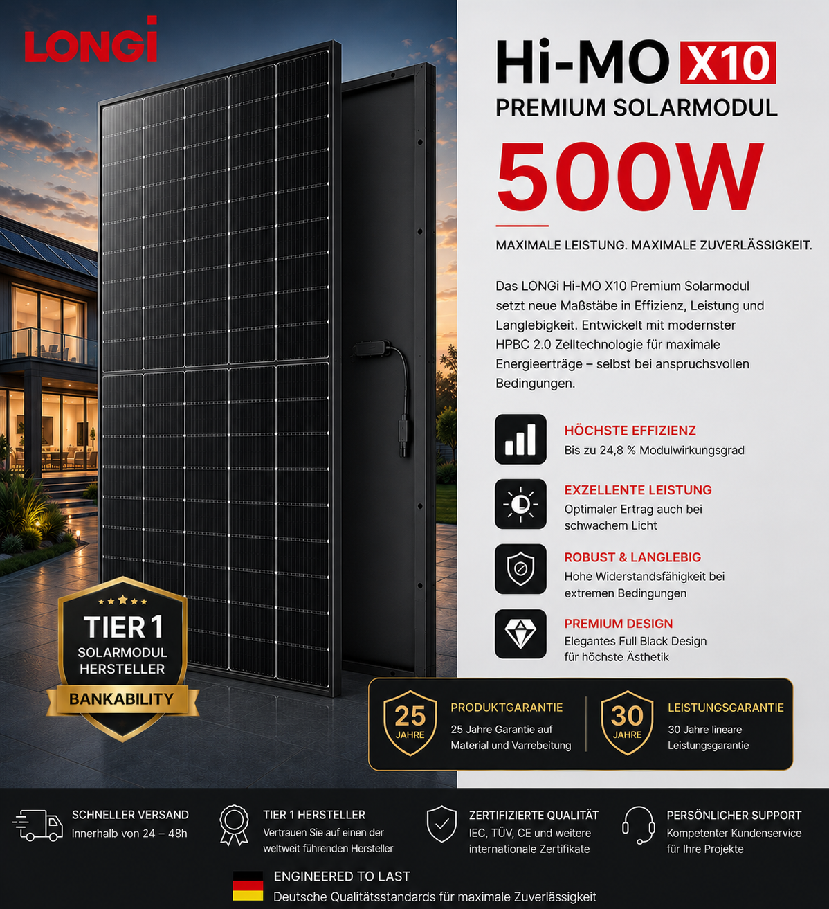 LONGi Hi-MO X10 Full black Premium Solarmodul