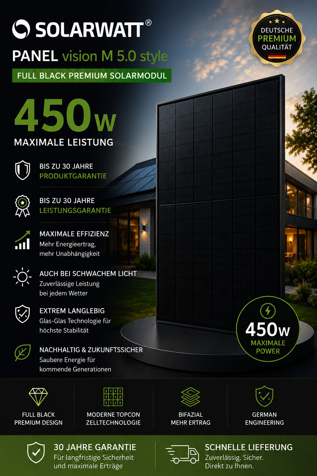 SOLARWATT Panel vision M 5.0 style Full Black Premium Solarmodul