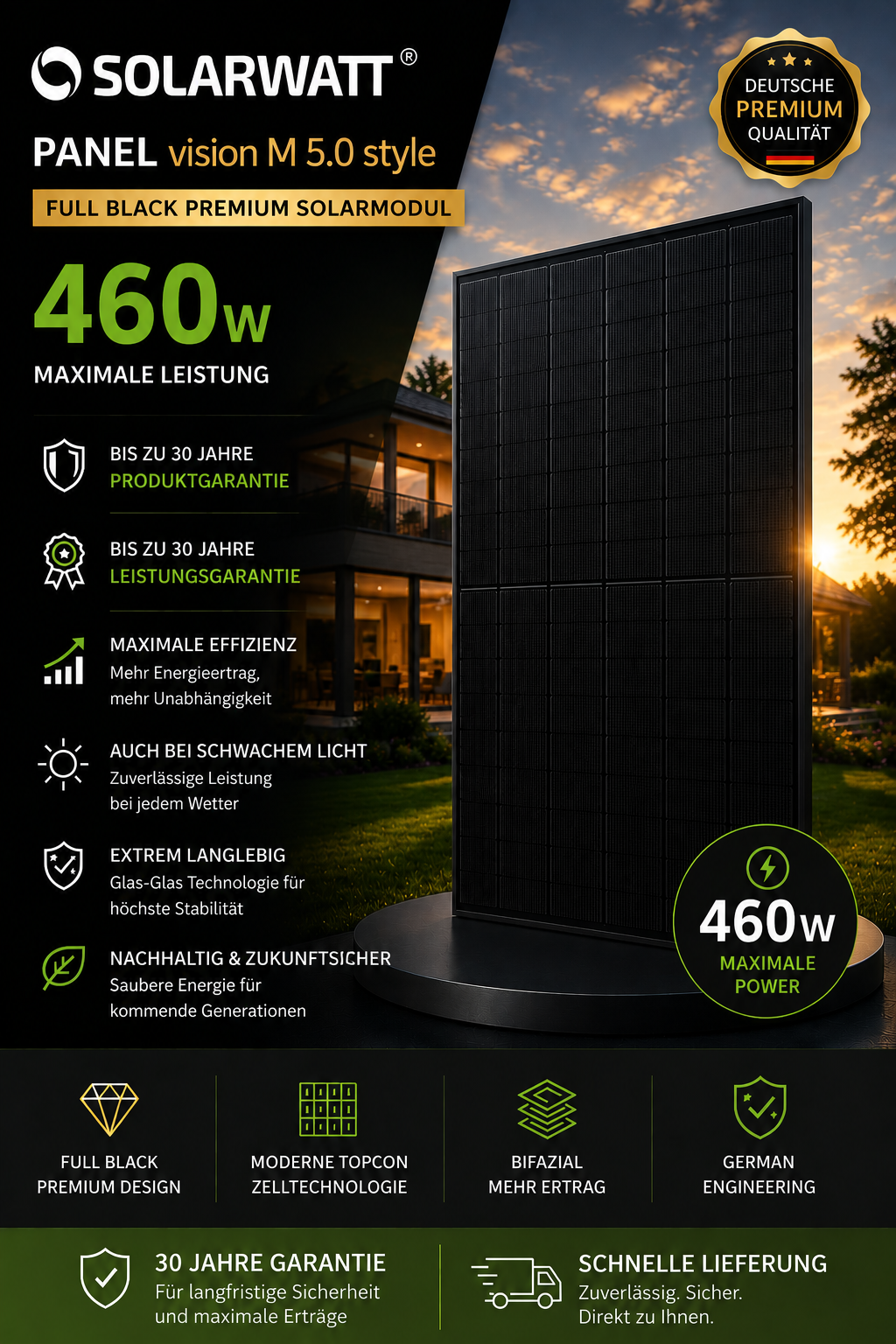 SOLARWATT Panel vision M 5.0 style Full Black Premium Solarmodul