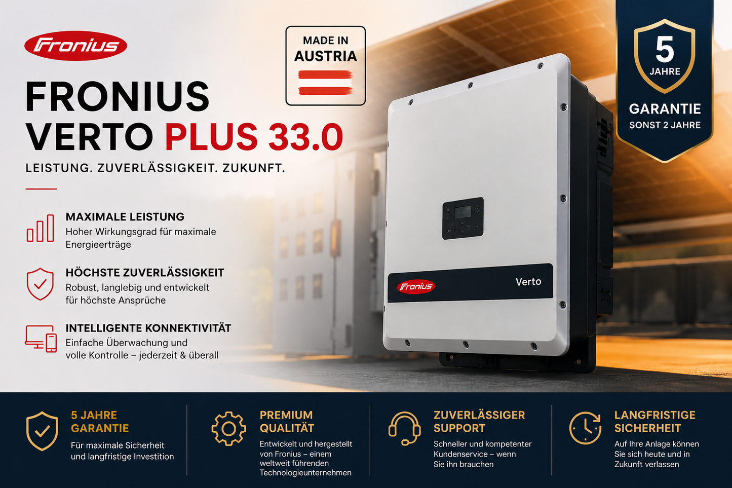 Fronius Verto & Verto Plus – Premium Gewerbe & Hybrid-Wechselrichter Serie